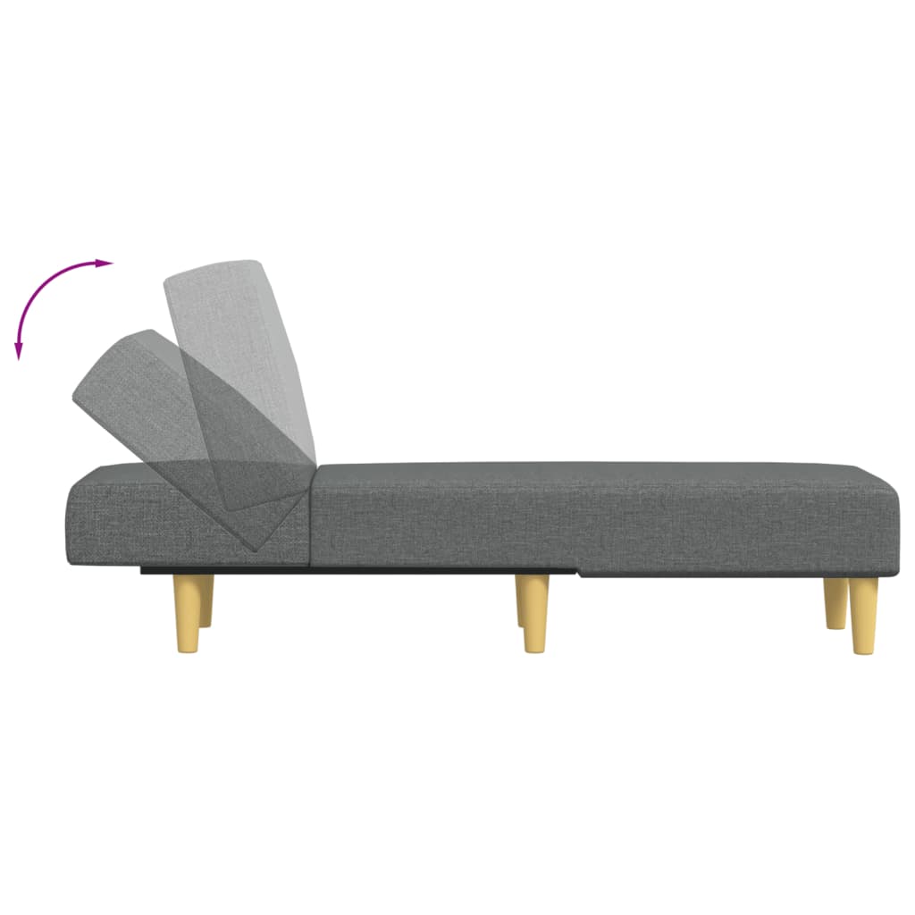 Chaise longue, dark grey, textile