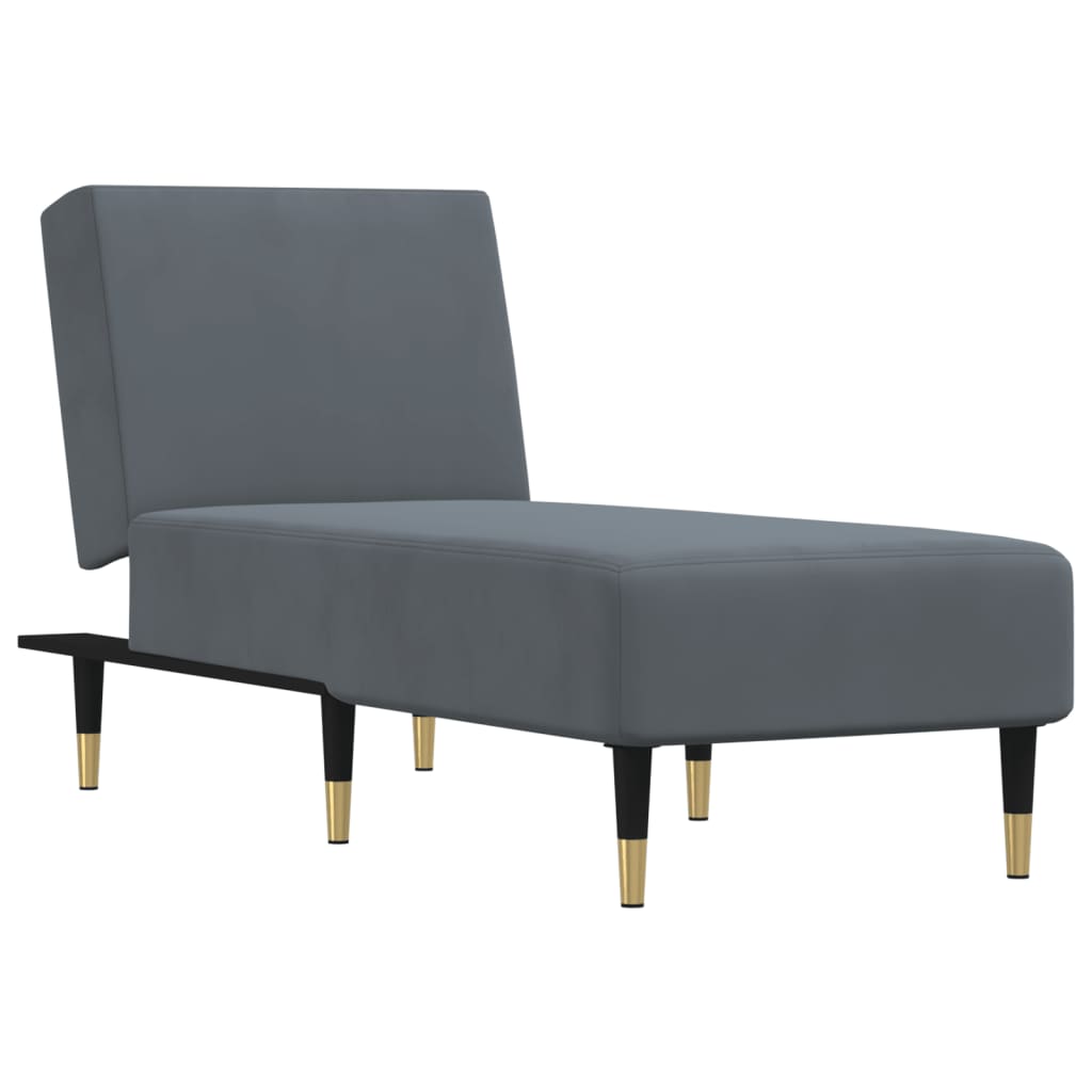 Chaise longue, dark grey, velvet