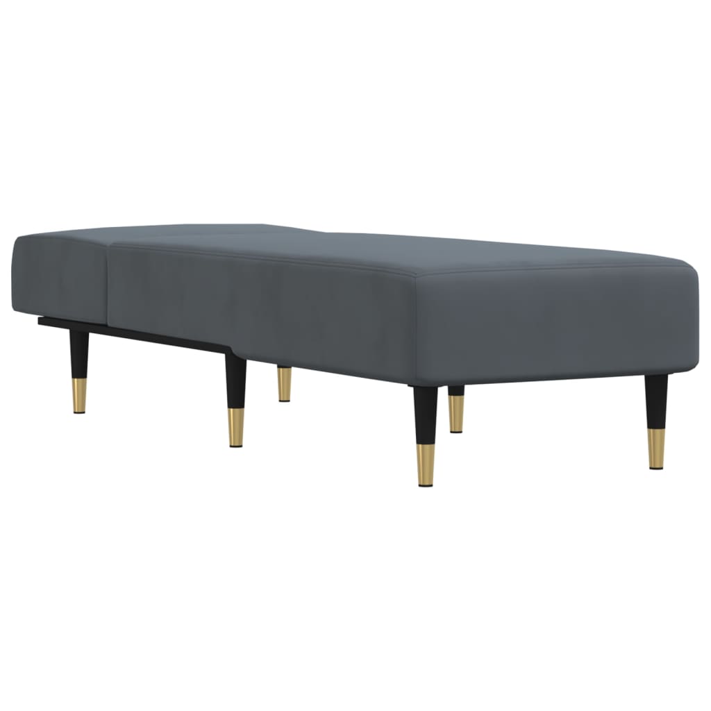 Chaise longue, dark grey, velvet