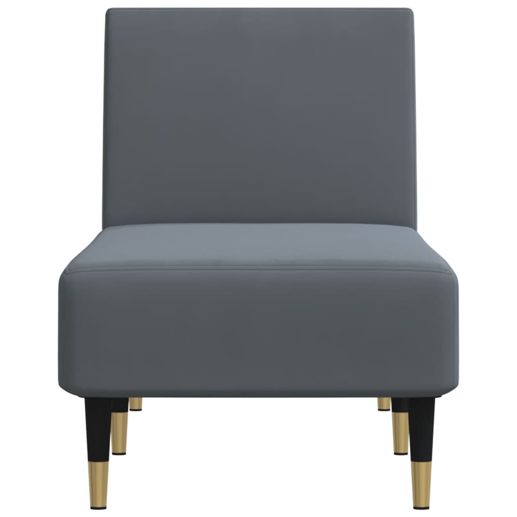 Chaise longue, dark grey, velvet