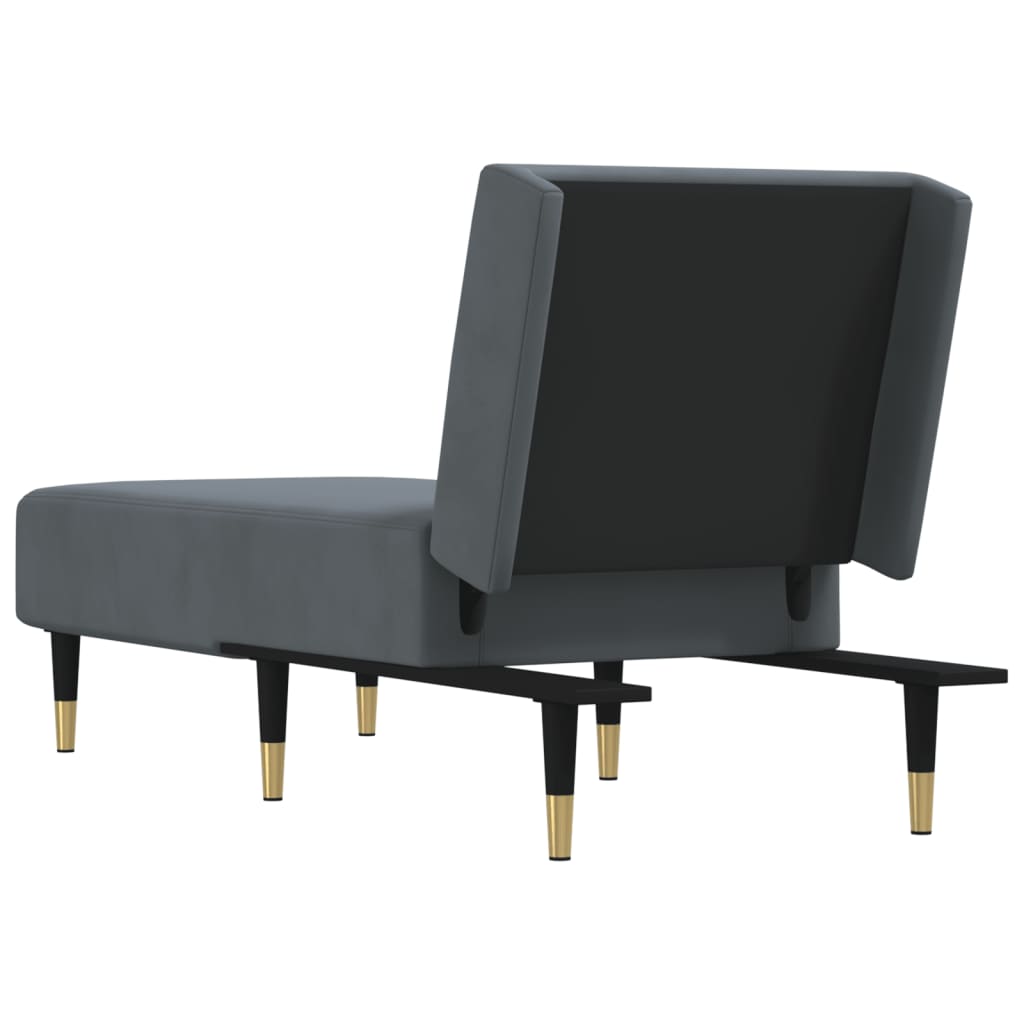 Chaise longue, dark grey, velvet