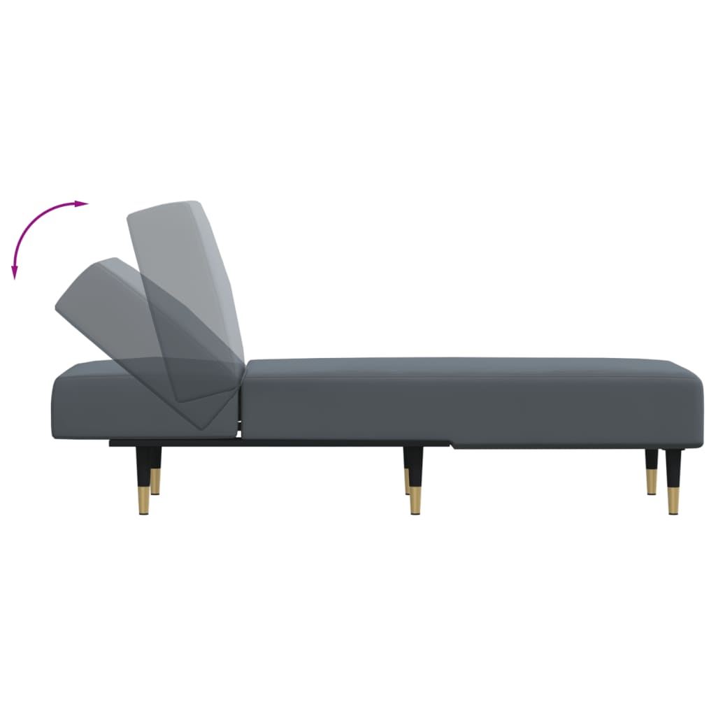 Chaise longue, dark grey, velvet