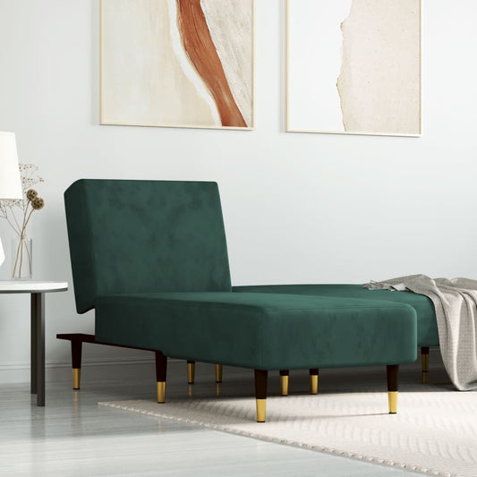 Chaise longue, dark green, velvet