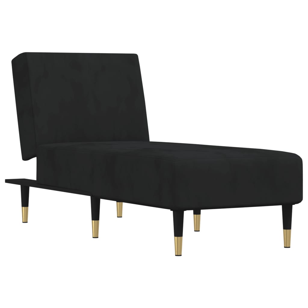 Chaise longue, black, velvet