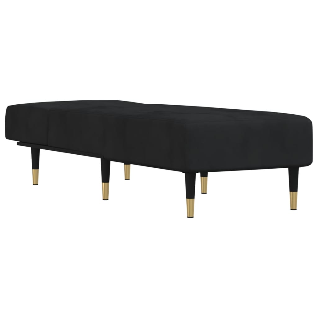 Chaise longue, black, velvet