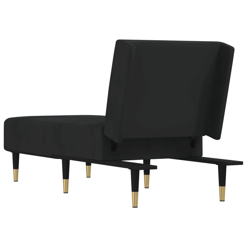 Chaise longue, black, velvet