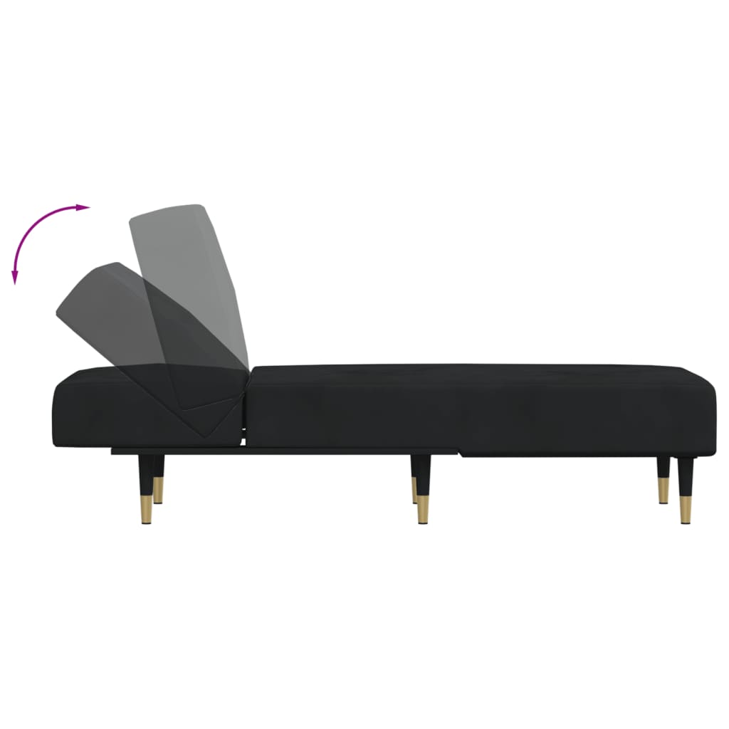 Chaise longue, black, velvet