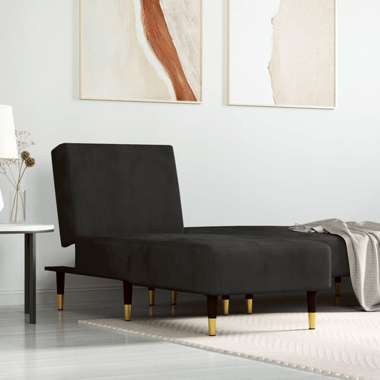 Chaise longue, black, velvet