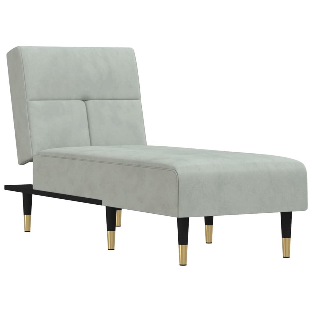 Chaise longue, light grey, velvet