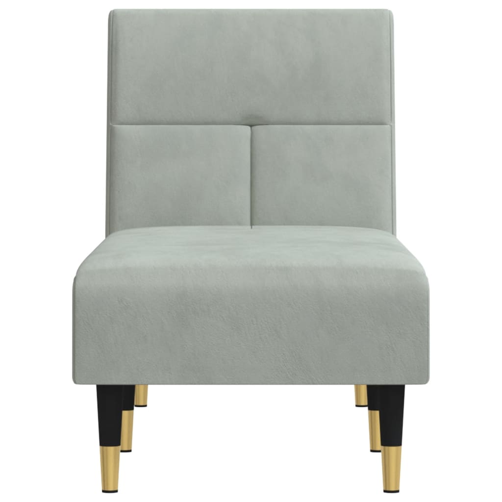 Chaise longue, light grey, velvet