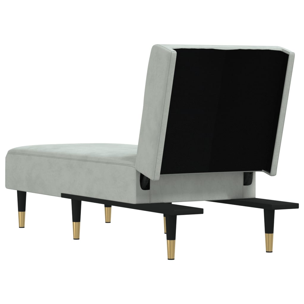 Chaise longue, light grey, velvet