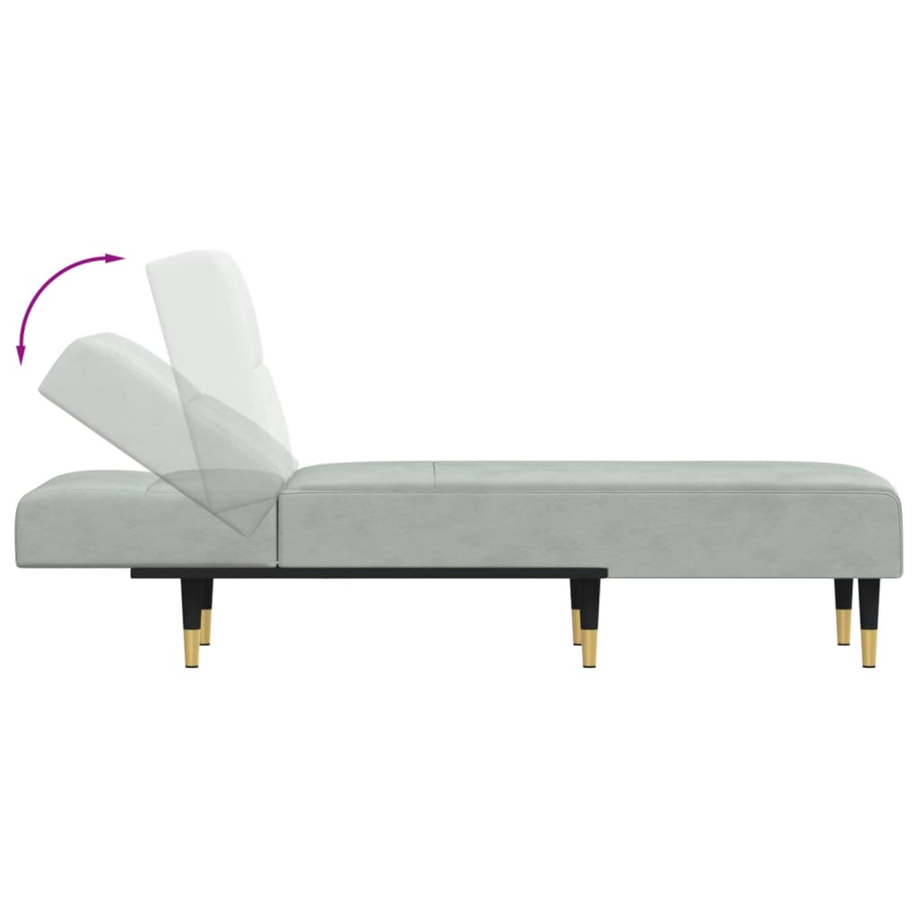 Chaise longue, light grey, velvet