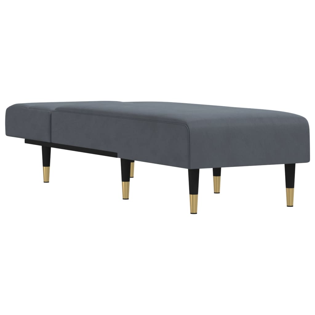 Chaise longue, dark grey, velvet