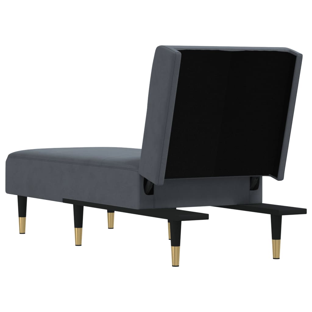 Chaise longue, dark grey, velvet