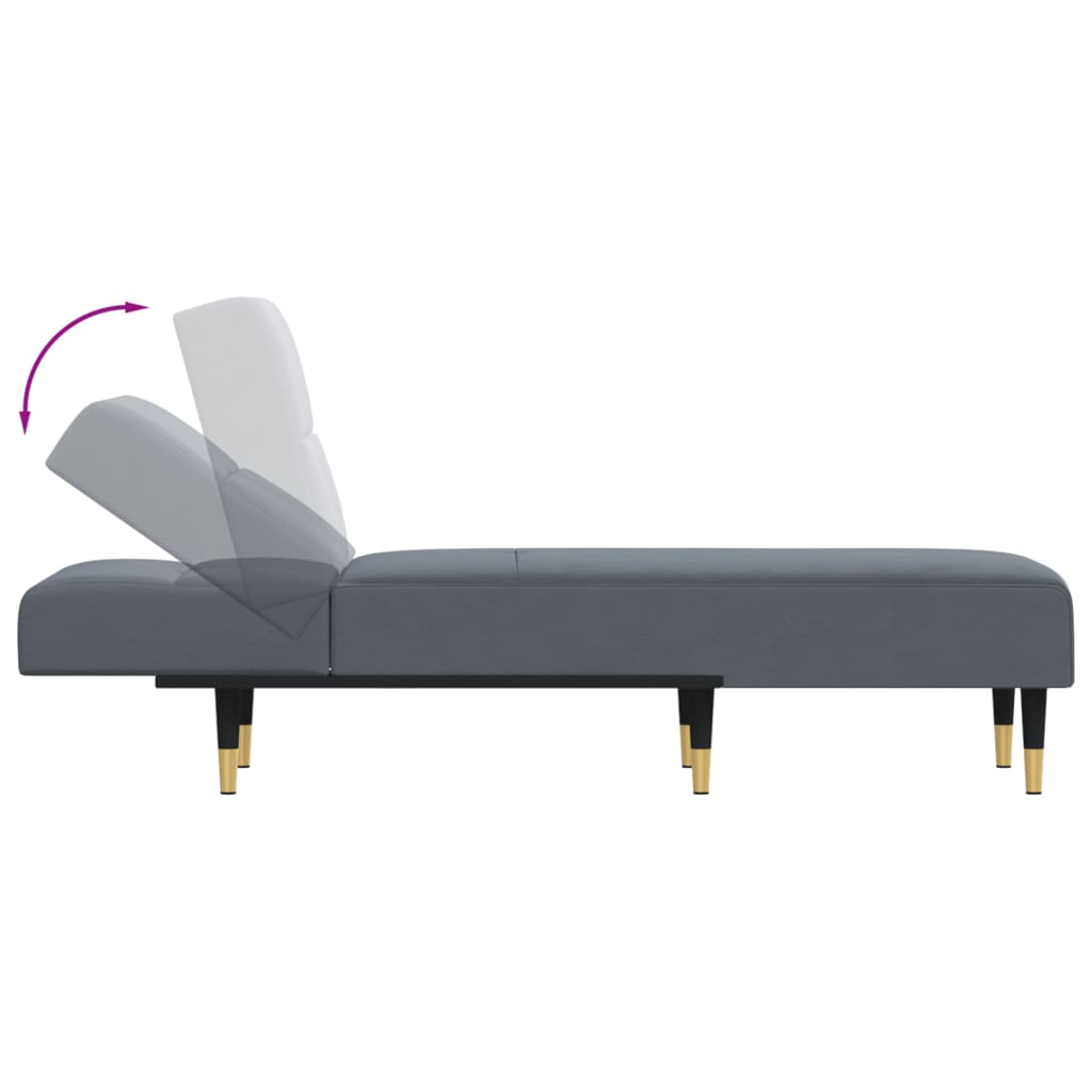 Chaise longue, dark grey, velvet