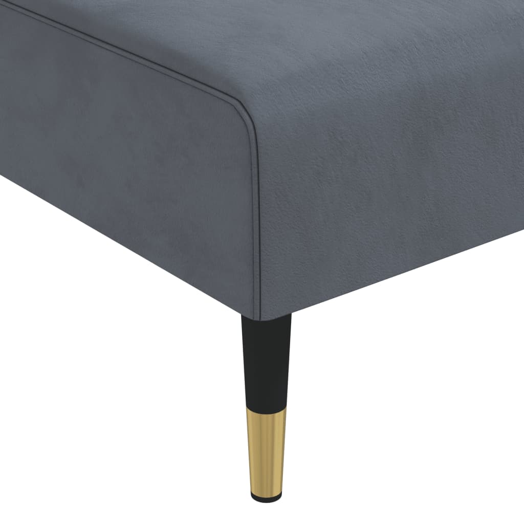 Chaise longue, dark grey, velvet