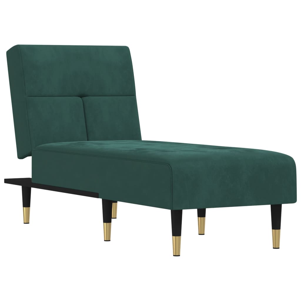 Chaise longue, dark green, velvet