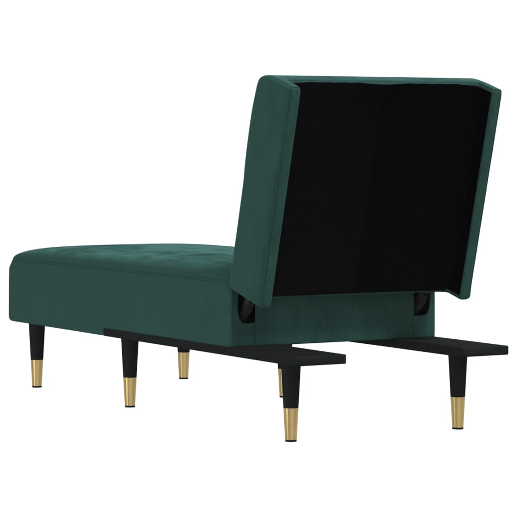 Chaise longue, dark green, velvet