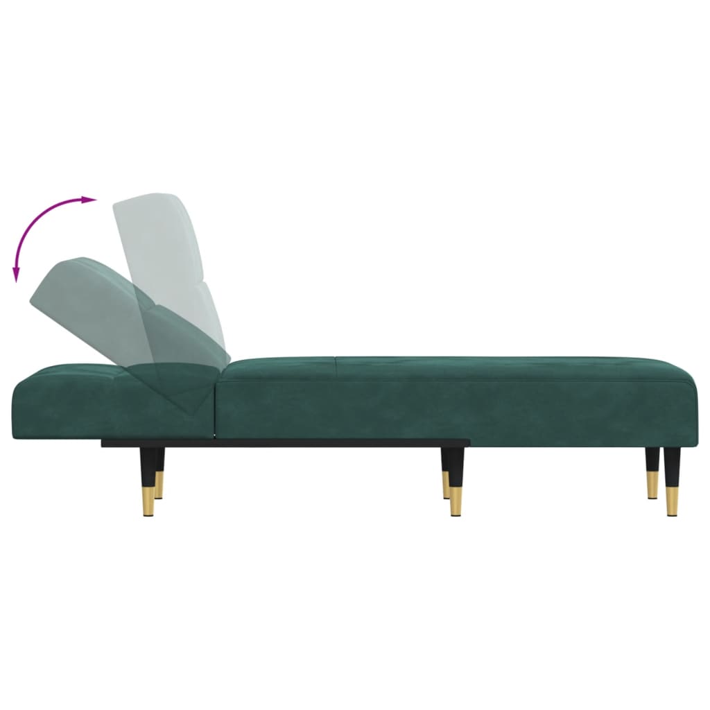 Chaise longue, dark green, velvet