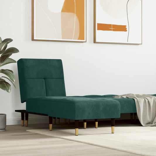 Chaise longue, dark green, velvet