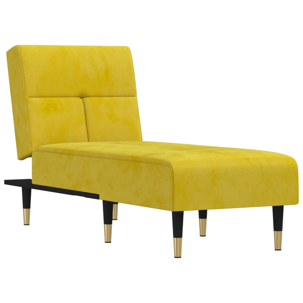 Chaise longue, yellow, velvet