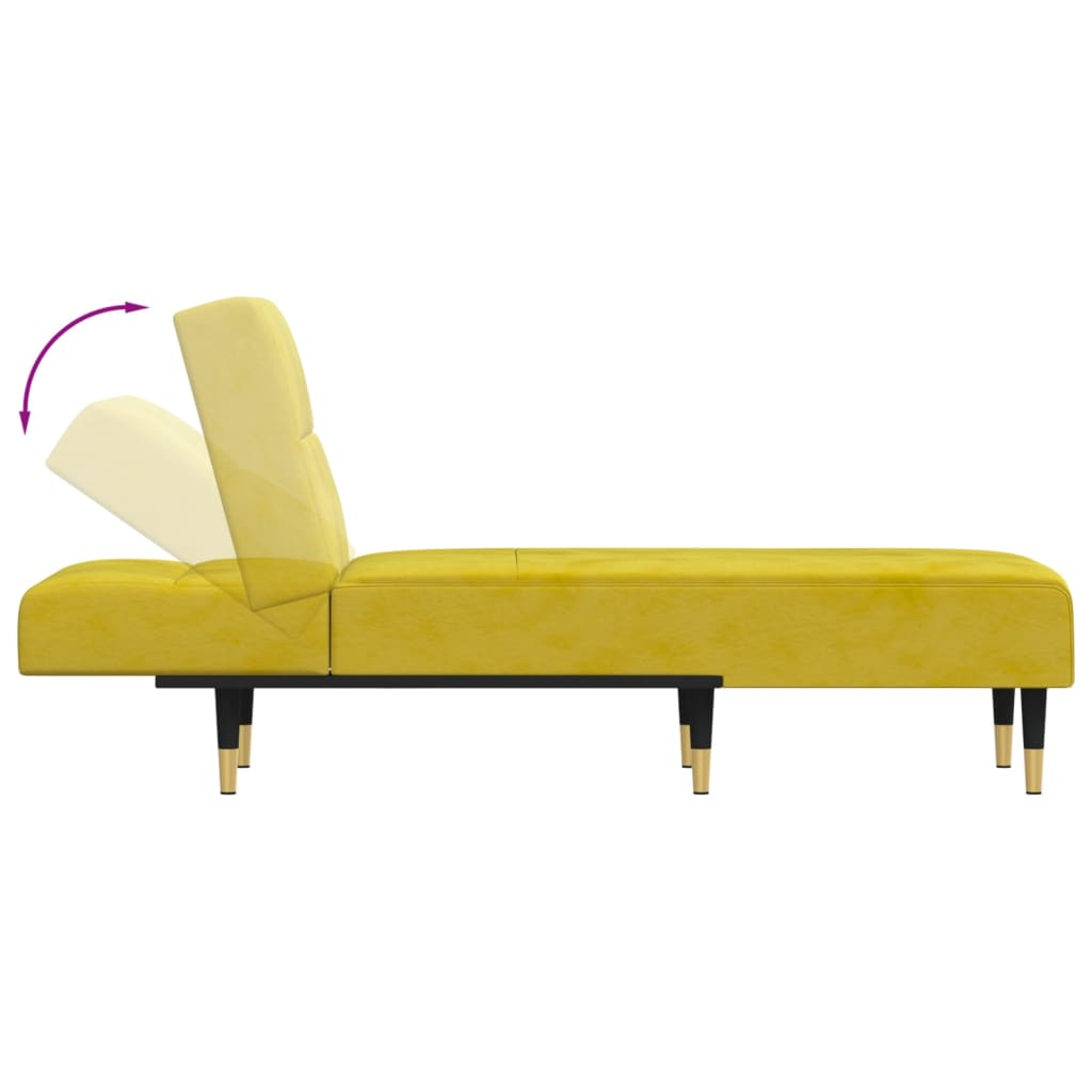 Chaise longue, yellow, velvet