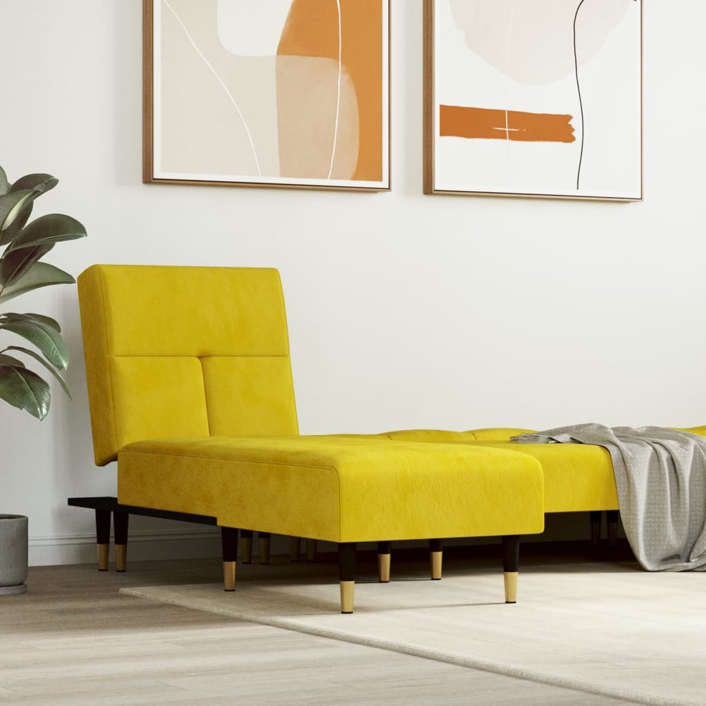 Chaise longue, yellow, velvet