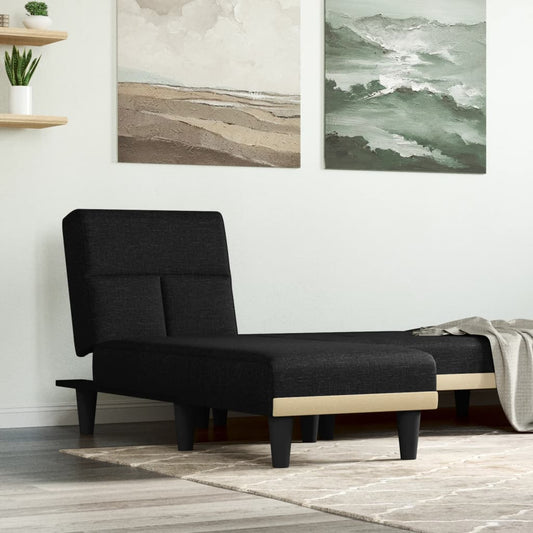 Chaise longue, black, textile