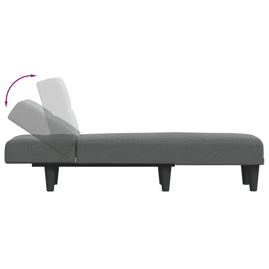 Chaise longue, dark grey, textile