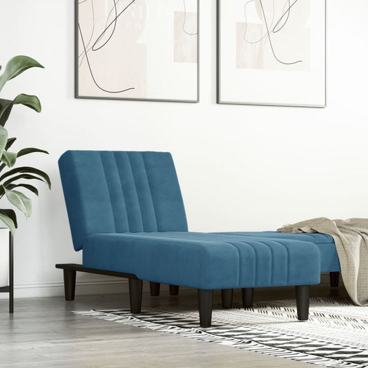 Chaise longue, blue, velvet