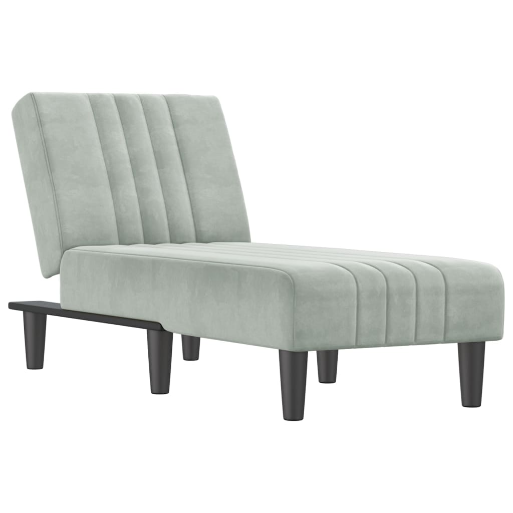 Chaise longue, light grey, velvet