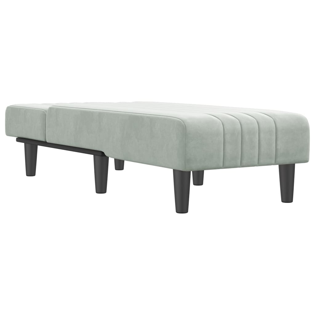 Chaise longue, light grey, velvet