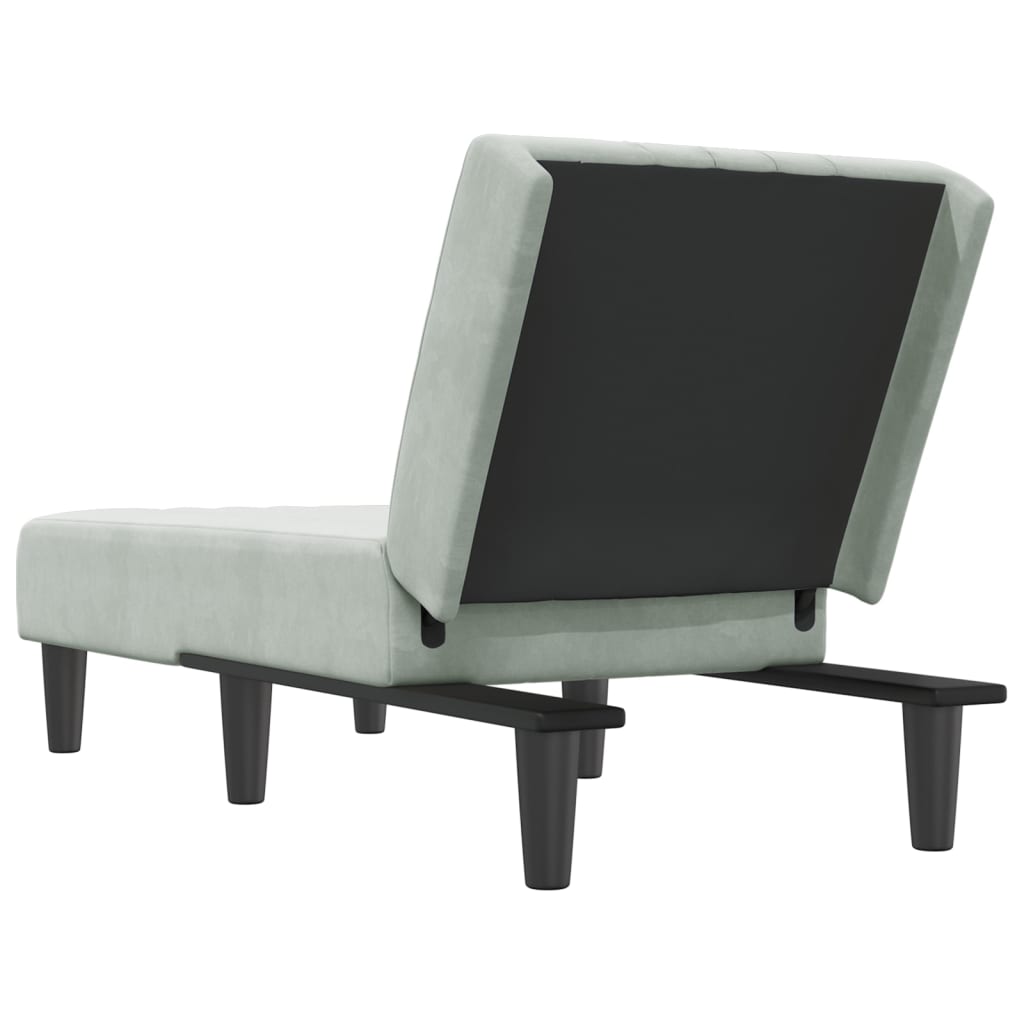 Chaise longue, light grey, velvet