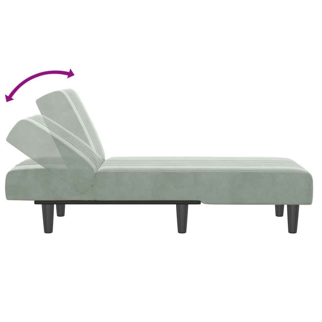 Chaise longue, light grey, velvet