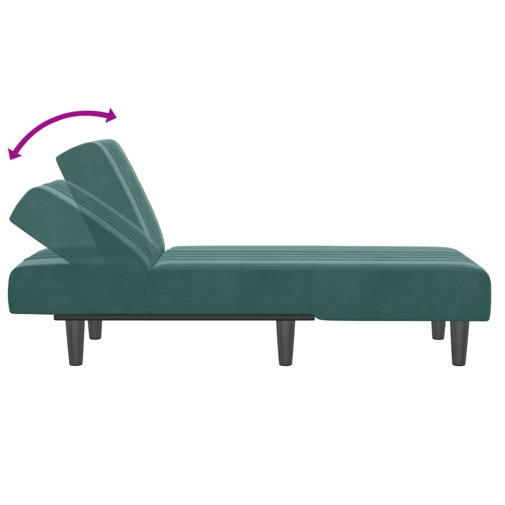 Chaise longue, dark green, velvet