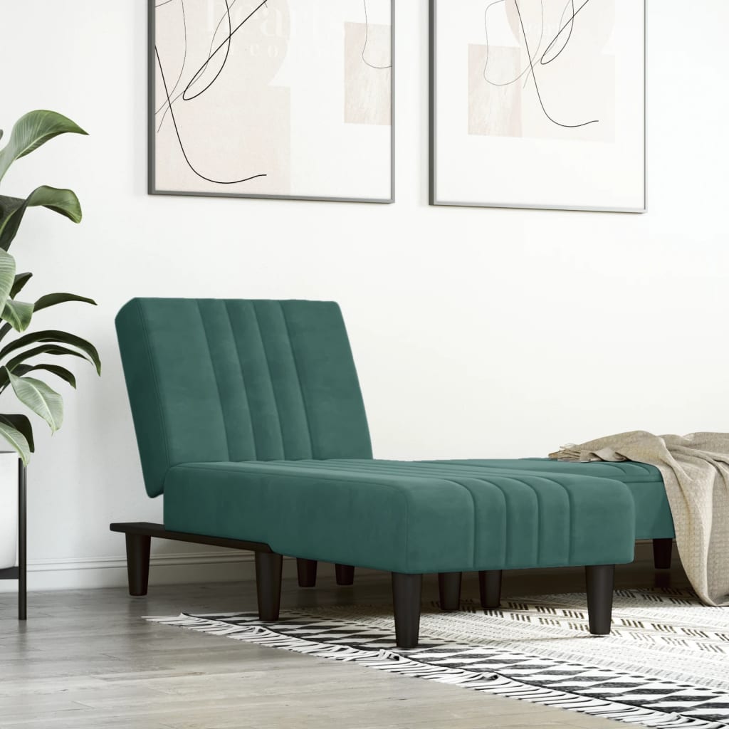 Chaise longue, dark green, velvet