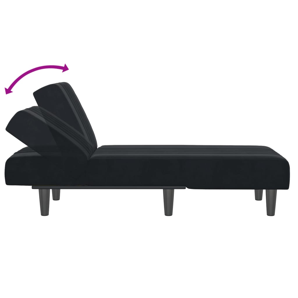 Chaise longue, black, velvet