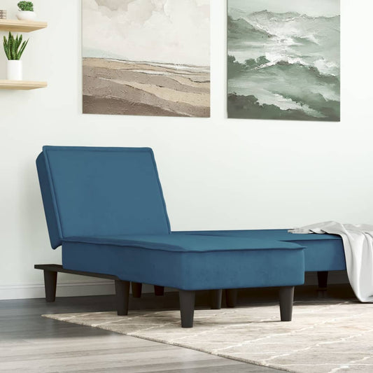 Chaise longue, blue, velvet