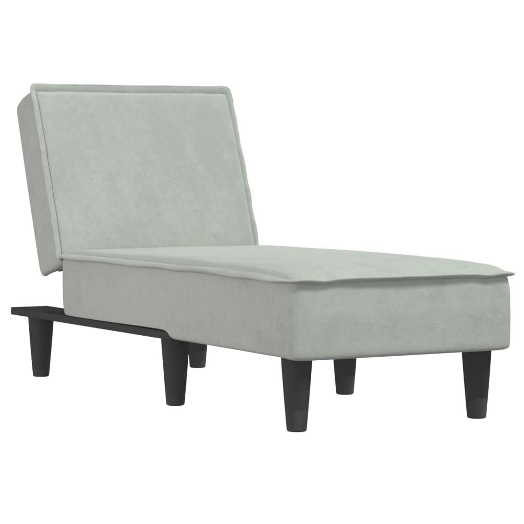 Chaise longue, light grey, velvet