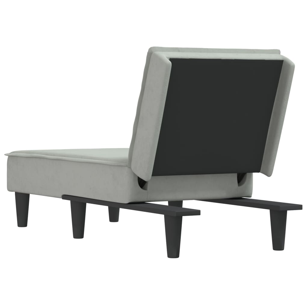 Chaise longue, light grey, velvet