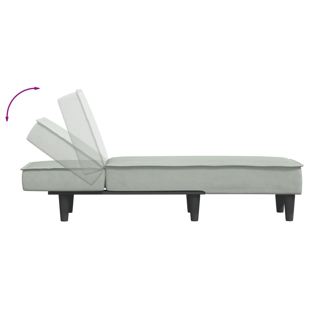 Chaise longue, light grey, velvet