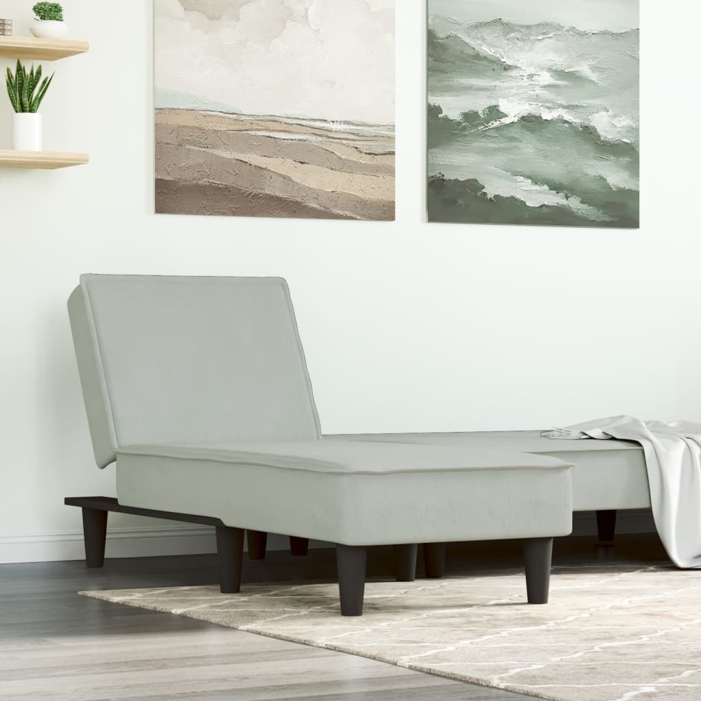 Chaise longue, light grey, velvet