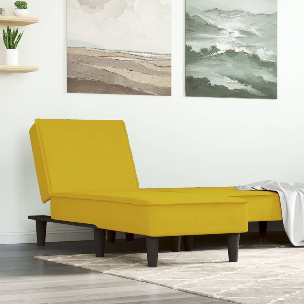 Chaise longue, yellow, velvet