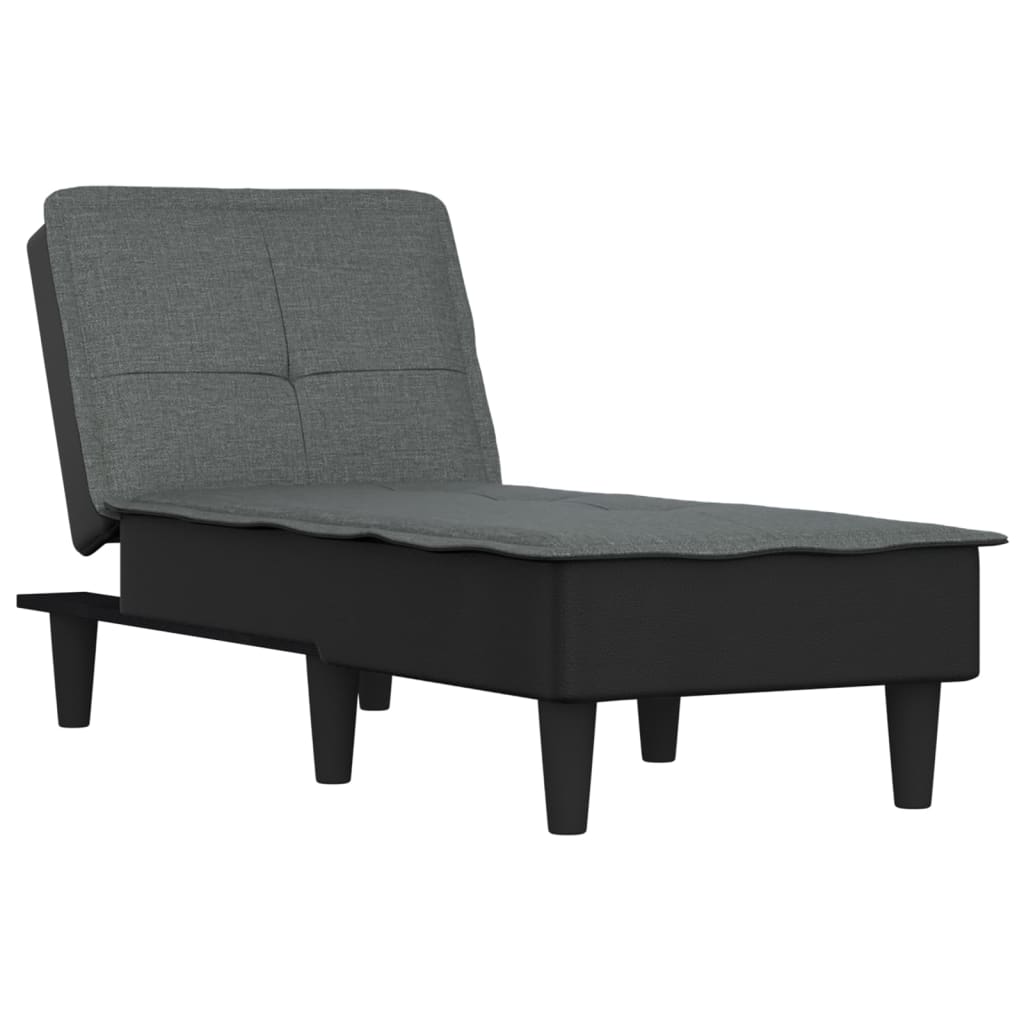 Chaise longue, dark grey, textile