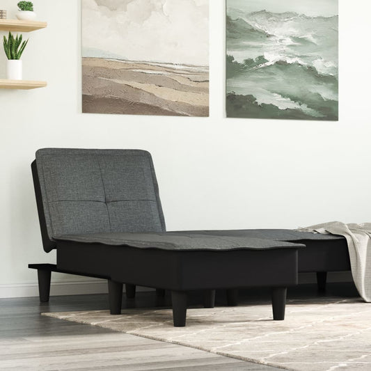 Chaise longue, dark grey, textile