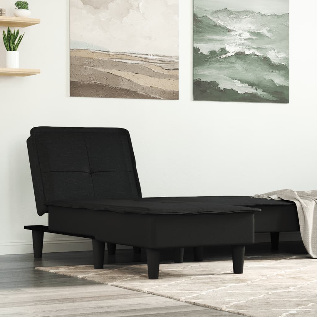 Chaise longue, black, textile