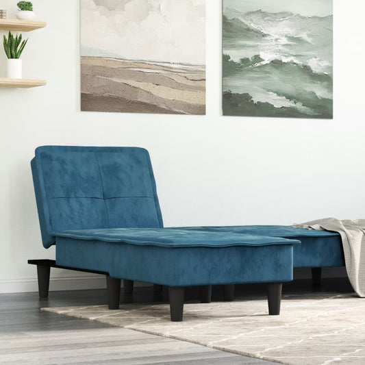 Chaise longue, blue, velvet