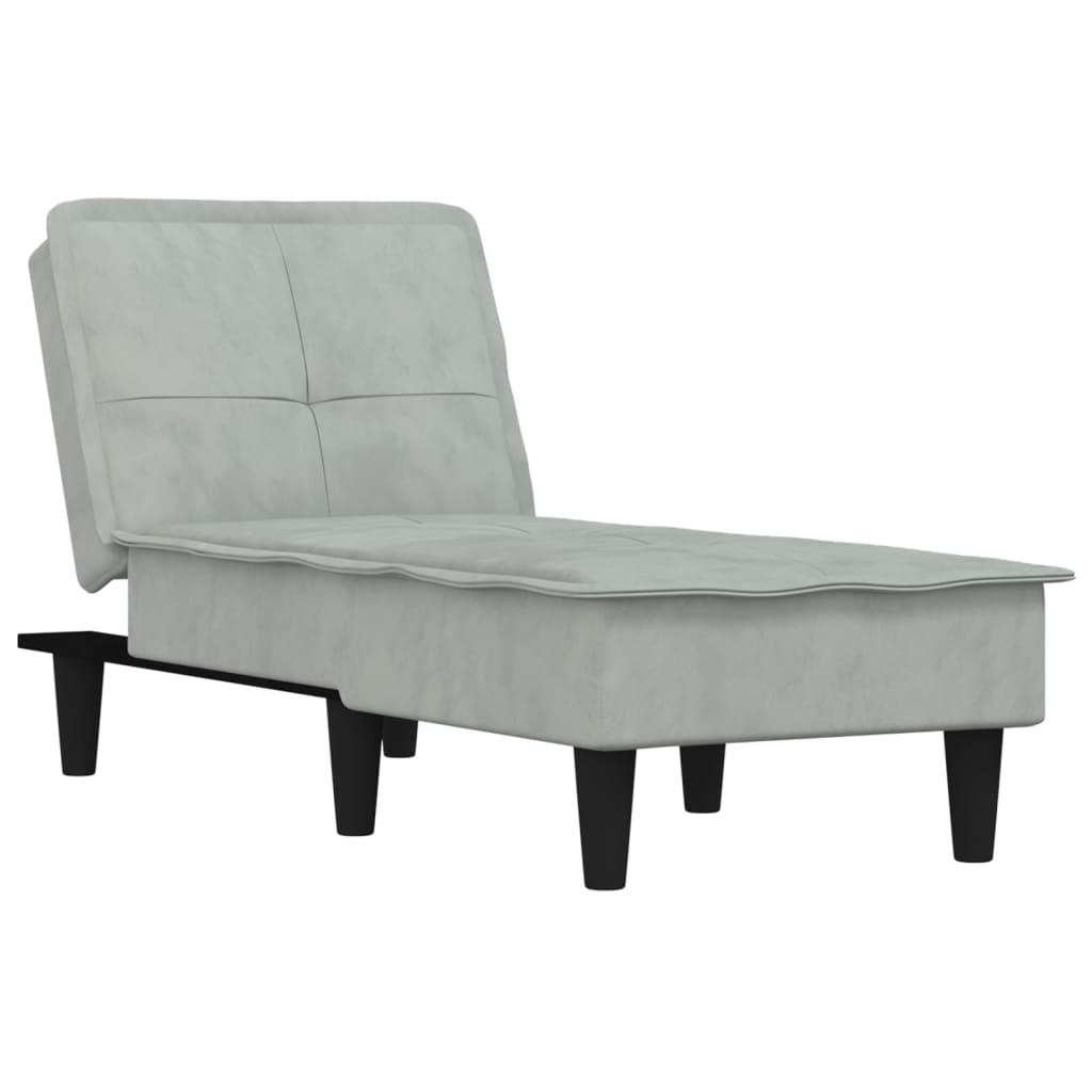 Chaise longue, light grey, velvet