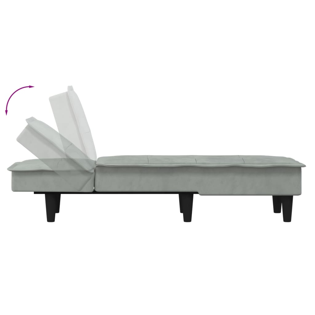 Chaise longue, light grey, velvet