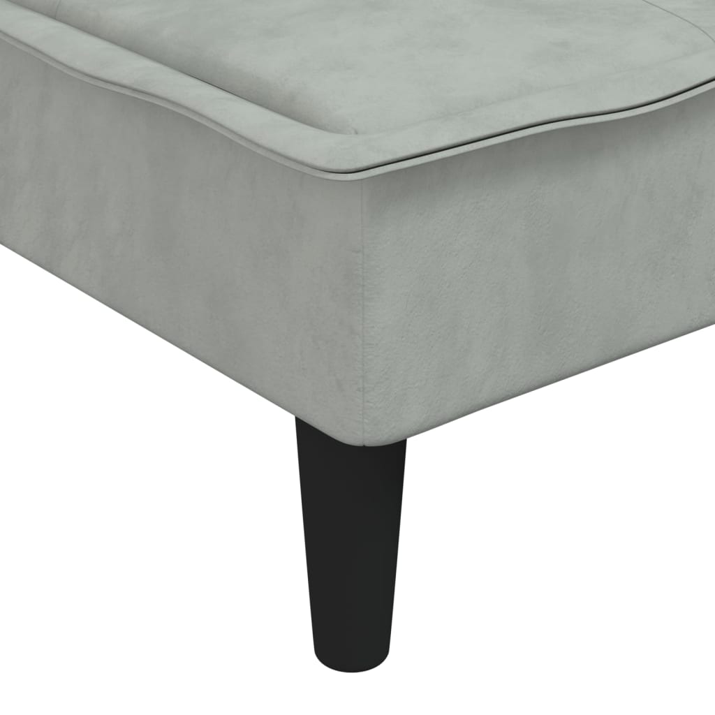 Chaise longue, light grey, velvet